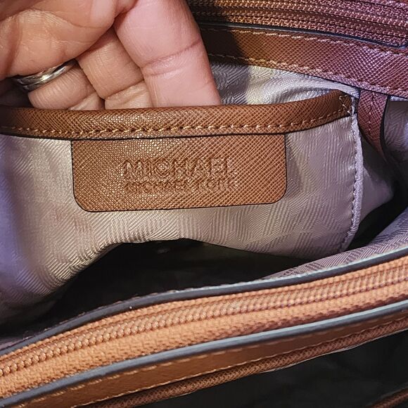 Michael Kors MK Jet Set Travel Chain Zip Top Multifunction Leather Tote Brown - Picture 7 of 14